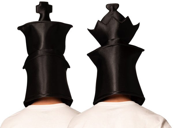 Ultimate Deluxe Black King & Queen Chess Headpieces Couple Mask, Adult One Size