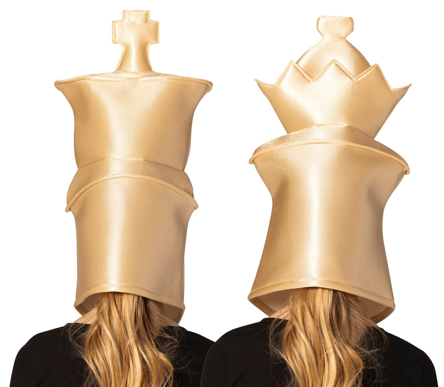 Ultimate Deluxe Beige King & Queen Chess Headpieces Couple Mask, Adult One Size
