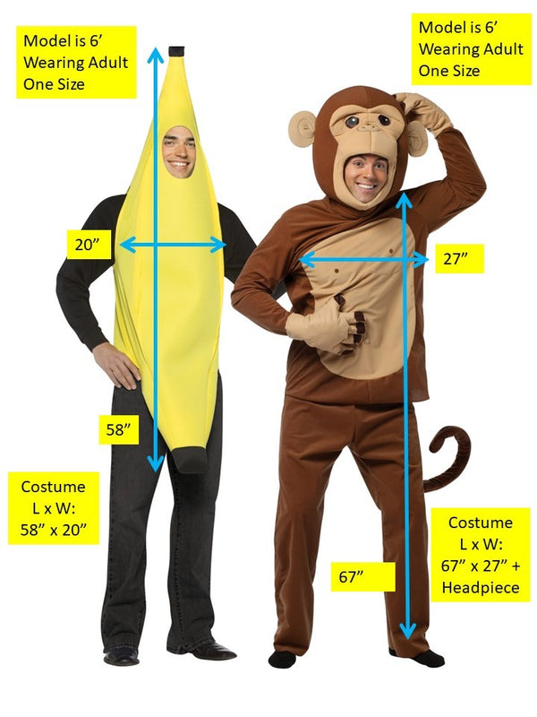 Banana and Monkey Couple Halloween Costume, Adult One Size