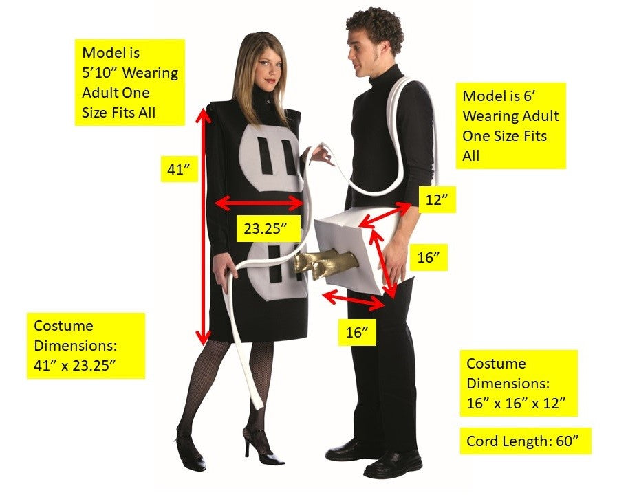 Plug & Socket Couples Costume, Adult One Size