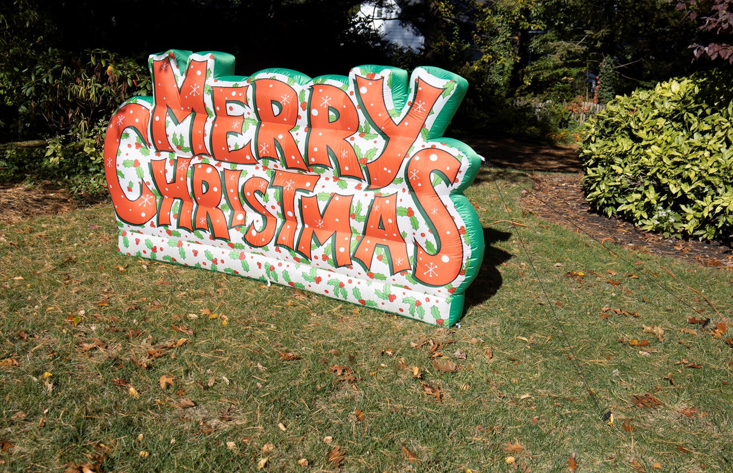 Merry Christmas Inflatable Yard Decor, Lights Up Outdoor/Indoor Use, 9 feet wide