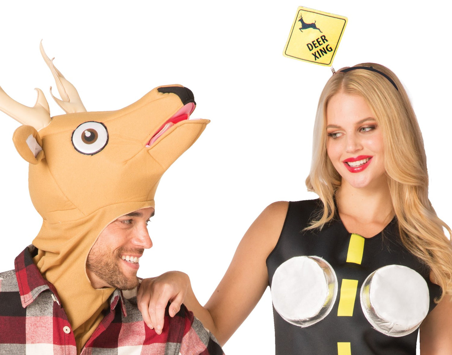 Deer in Headlights Couple Costume, Adult One Size & Women's Dress Size 4-10