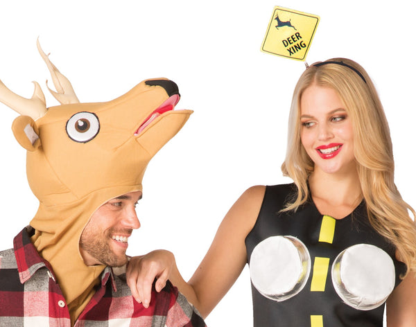 Deer in Headlights Couple Costume, Adult One Size & Women's Dress Size 4-10