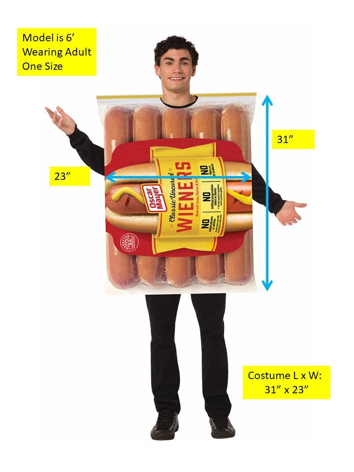 Oscar Mayer Wiener Classic Beef Hot Dog Franks Halloween Costume, Adult One Size