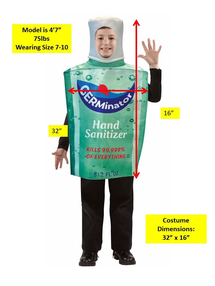 Germinator Hand Sanitizer Bottle Costume, Child 7-10