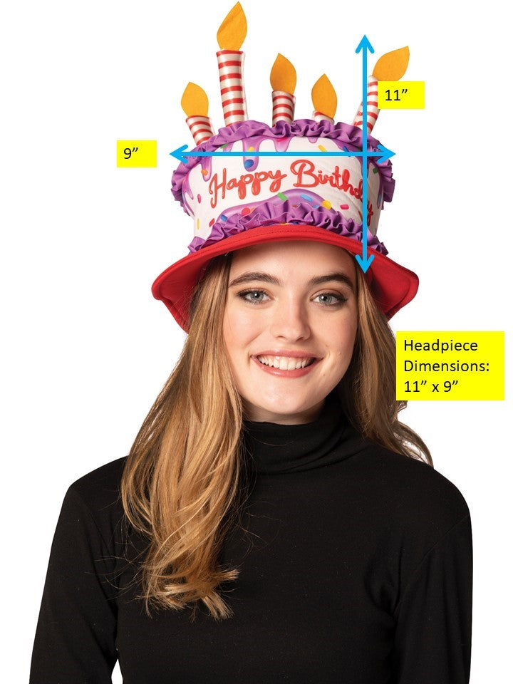 Purple, Red and White Birthday Cake Hat Costume, Adult One Size