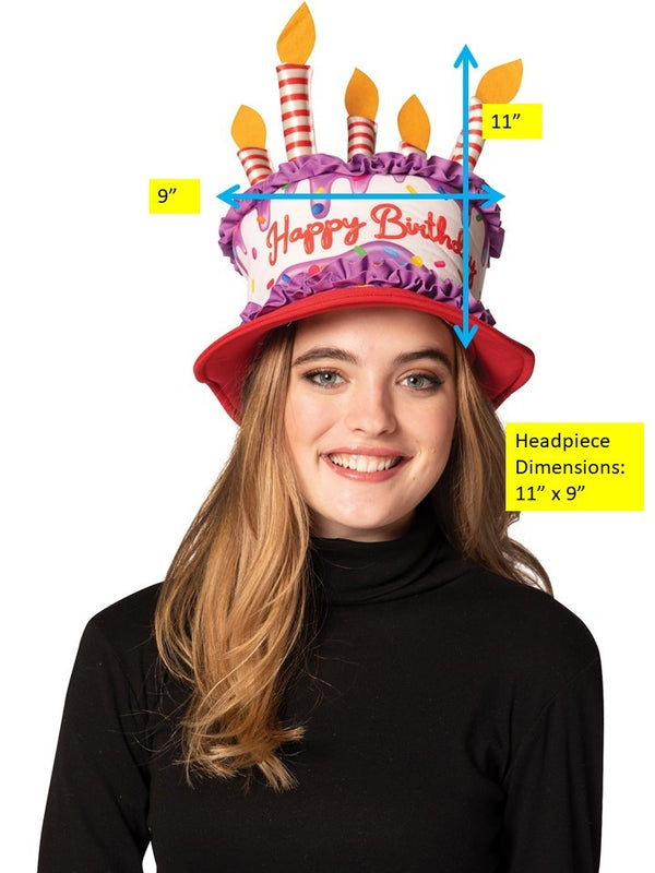 Purple, Red and White Birthday Cake Hat Costume, Adult One Size