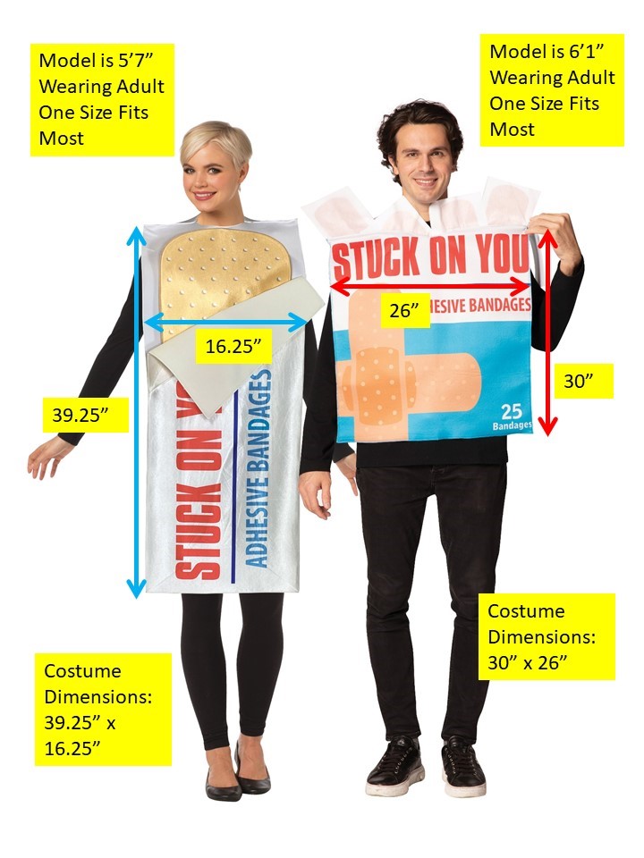 Stuck on You Bandage & Bandage Box Couples Costume, Adult One Size