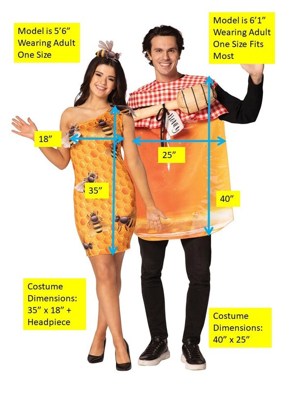 Honey Jar & Honeycomb Dress Couples Costume, Adult One Size & Women's Size 4-8