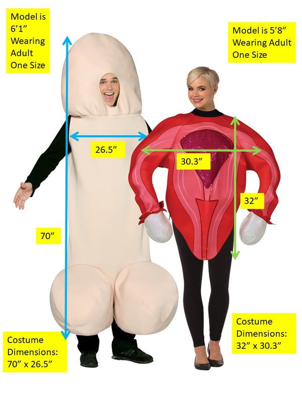 Halloweenie & Uterus Couples Costume, Adult One Size