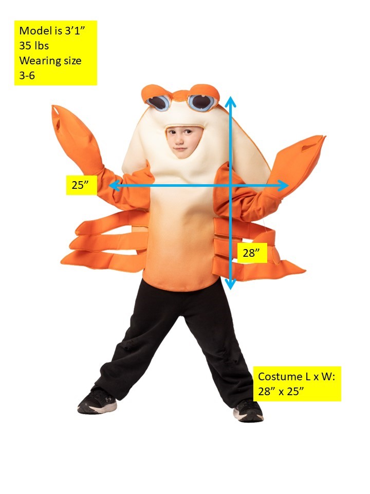Bay Crab Shellfish Kids Halloween Costume, Child Size 3-6
