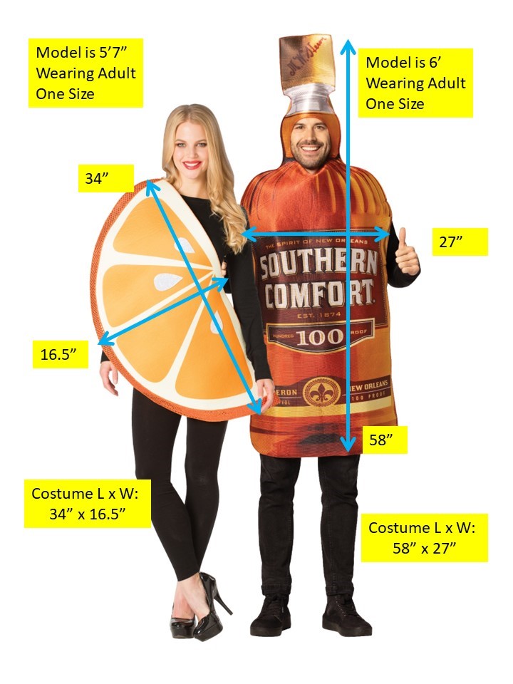 Southern Comfort & Orange Slice Couples Halloween Costume, Adult One Size
