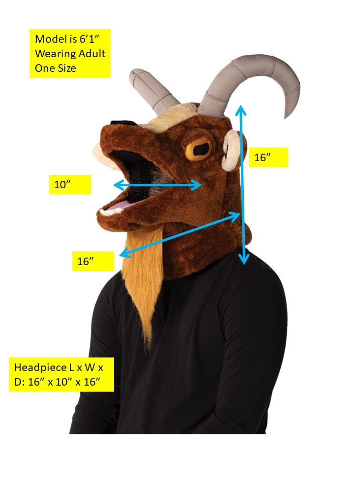 Goat Mascot Head Costume, Adult One Size