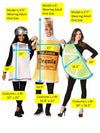 Tequila Bottle, Lime Slice & Salt Shaker Bottle Trio Costume, Adult One Size