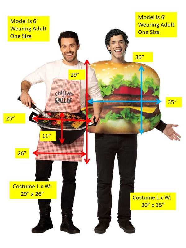 Grill Master & Cheeseburger Halloween Couples Costume Set, Adult One Size