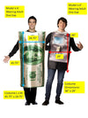 ATM Cash Machine & $100 Bill Halloween Couples Costume, Adult One Size