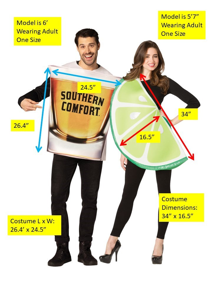 Southern Comfort Shot Glass and Lime Slice Couple Costume, Adult One Size