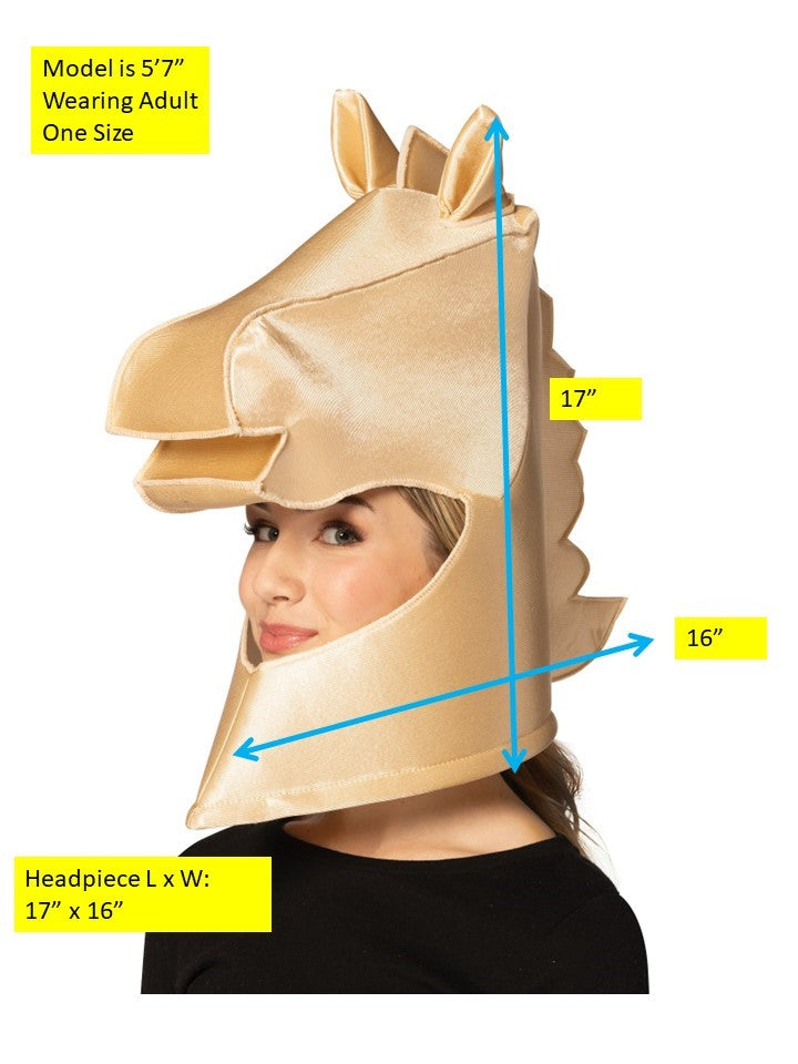 Ultimate Deluxe Beige Knight Chess Headpiece Mask, Adult One Size