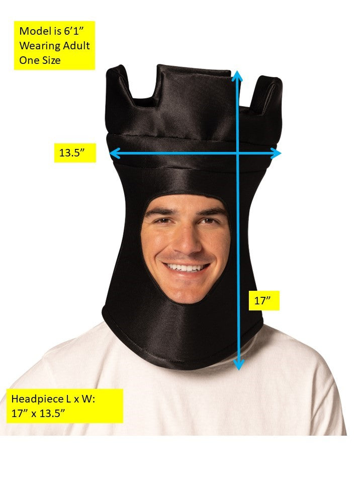 Ultimate Deluxe Black Rook Chess Headpiece Mask, Adult One Size