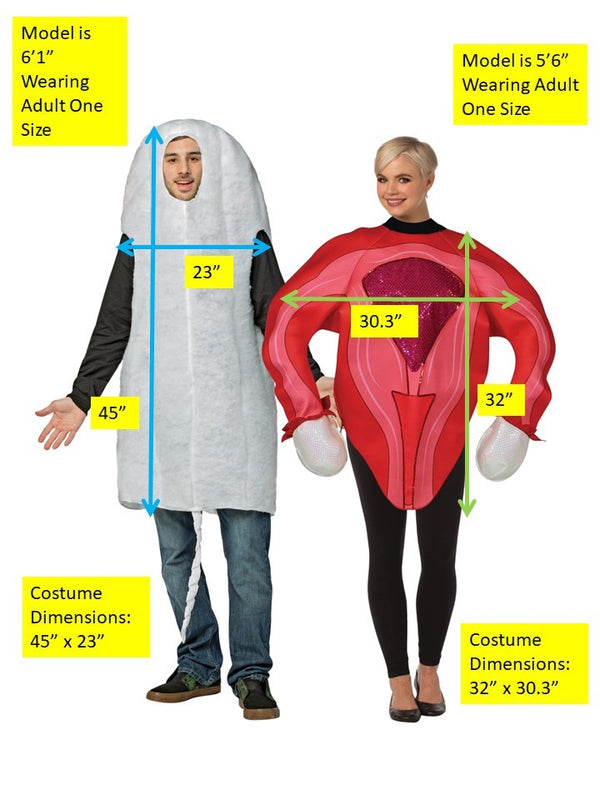 Tampon & Uterus Couples Halloween Costume, Adult One Size
