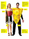 Glass of Red Wine & Cheese Couples Costume, Adult One Size
