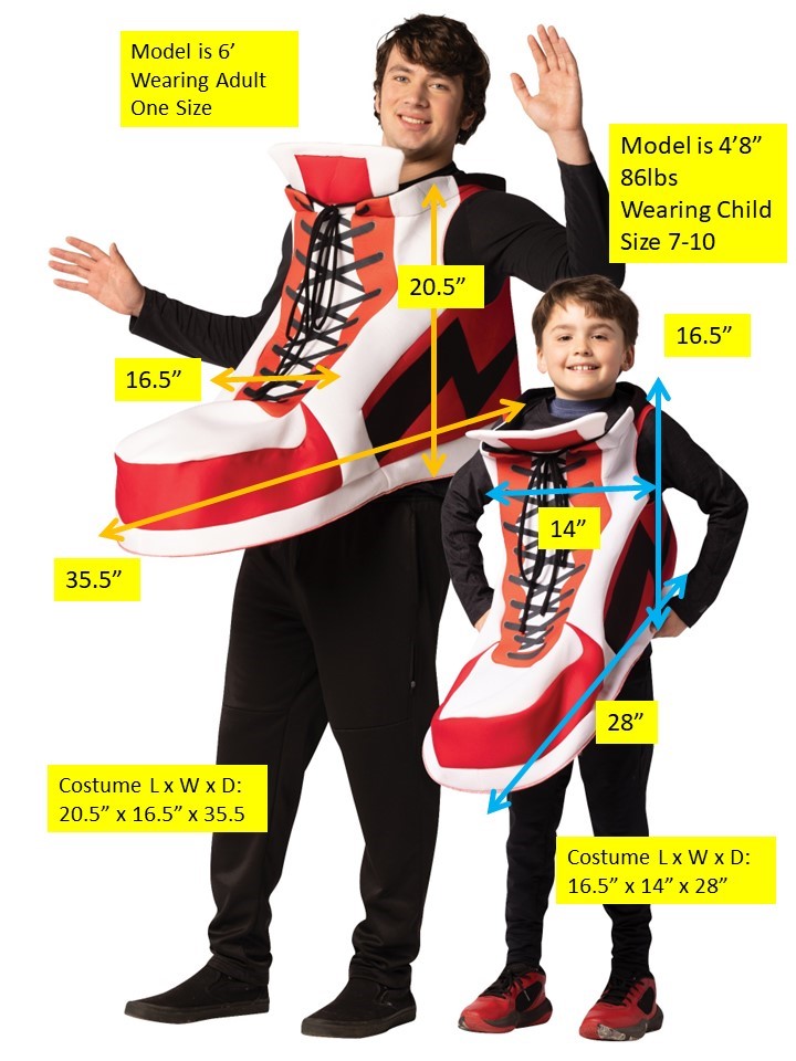 Hightop Sneaker Bundle Halloween Costume, Adult One Size & Child Size 7-10