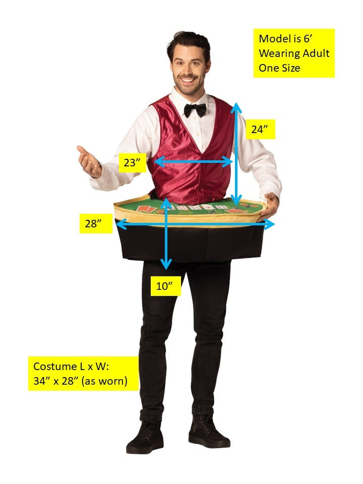Poker Dealer w. Table Halloween Costume, Adult One Size
