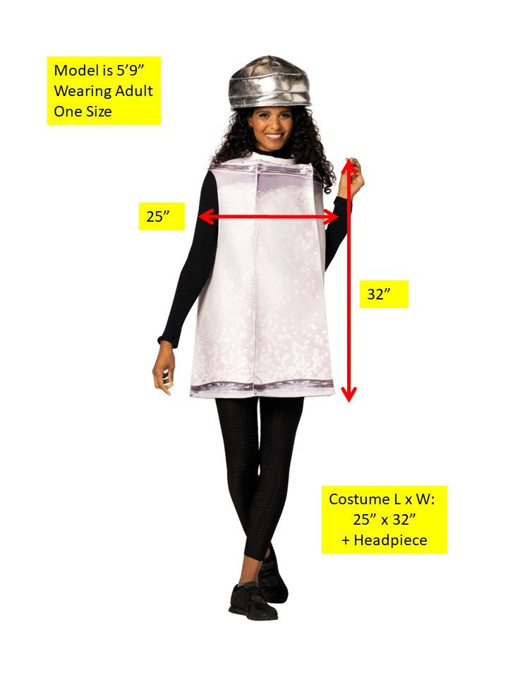 Salt Shaker Glass Bottle Halloween Costume, Adult One Size