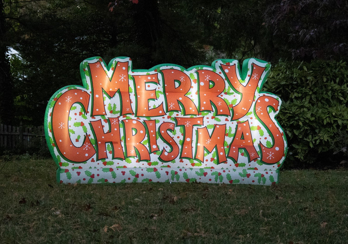 Merry Christmas Inflatable Yard Decor, Lights Up Outdoor/Indoor Use, 9 feet wide