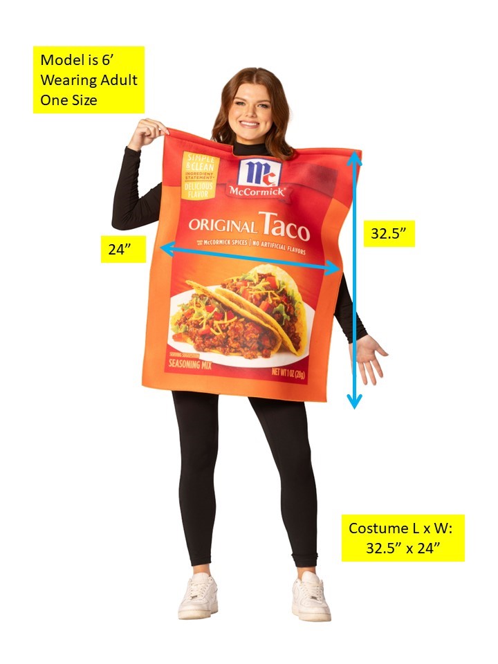 McCormick Taco Seasoning Packet Halloween Costume, Adult One Size