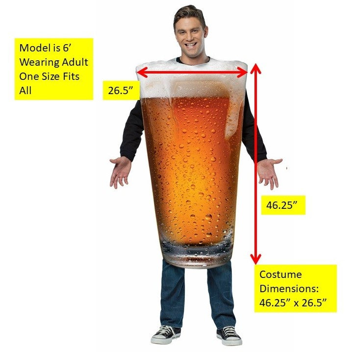 Beer Mug Dress and Beer Pint Couples Halloween Costume, Adult One Size