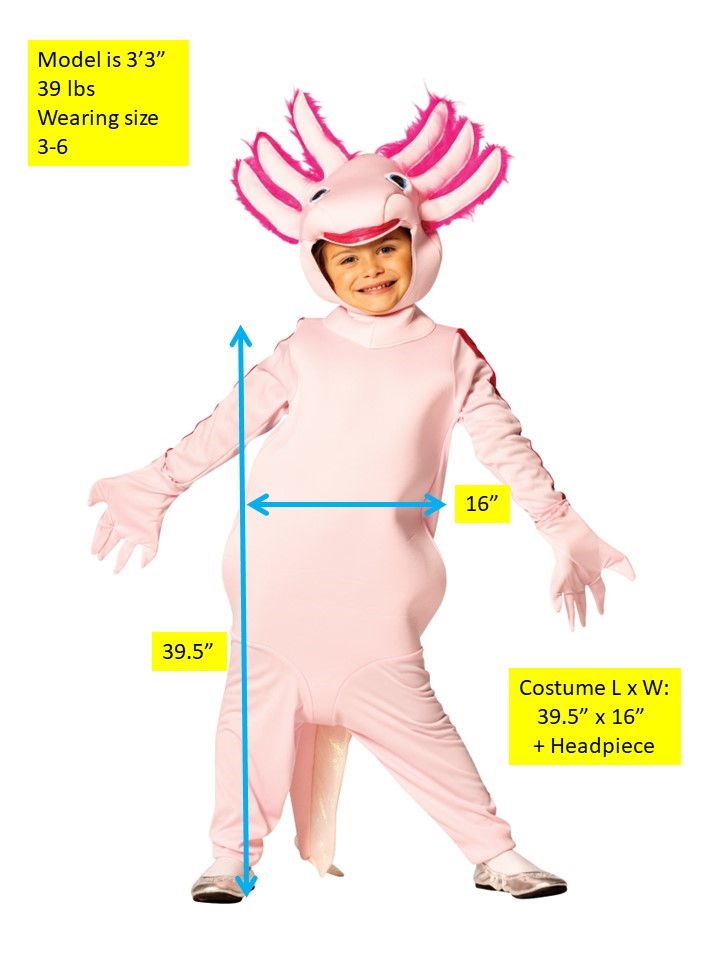 Axolotl Fish Kids Halloween Costume, Child Size 3-6