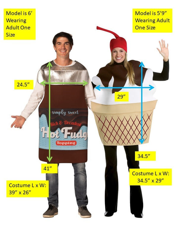 Hot Fudge Sauce Jar & Ice Cream Sundae Couple Halloween Costume, Adult One Size