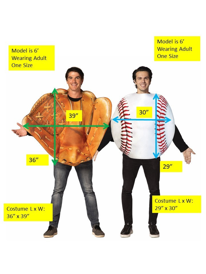 Baseball Glove Mitt & Get Real Baseball Couple Halloween Costume, Adult One Size