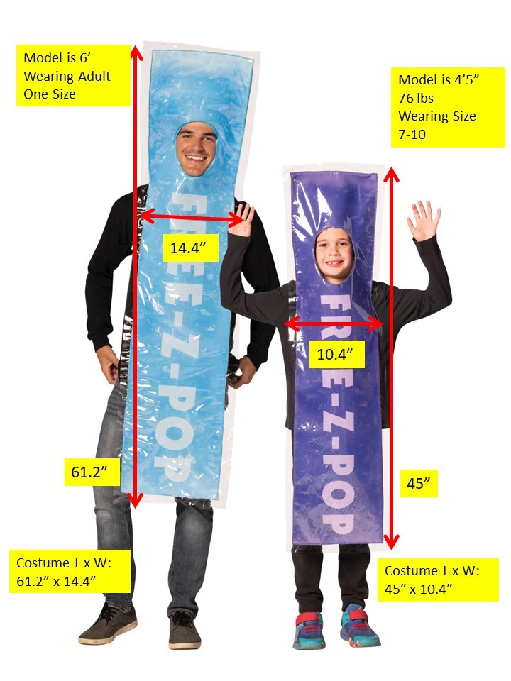 FREE-Z-POP Blue & FREE-Z-POP Purple 7-10 Bundle Costume, Adult O/S & Child 7-10