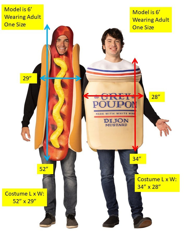 Ultimate Grilled Hot Dog & Grey Poupon Couple Costume, Adult One Size