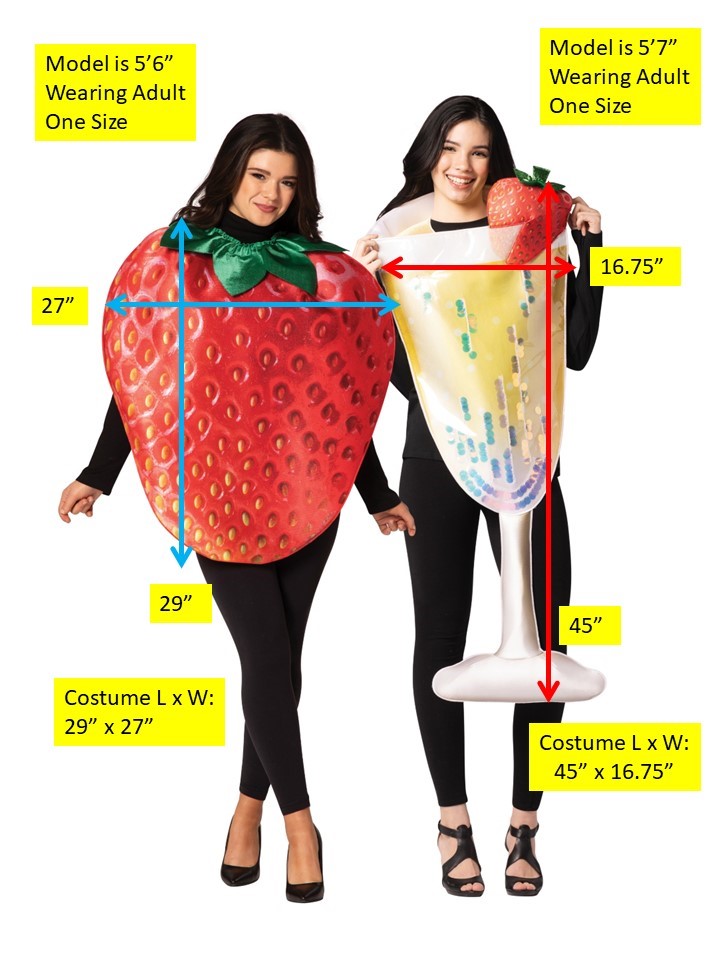 Champagne Flute Glass & Get Real Strawberry Couple Halloween Costume, One Size